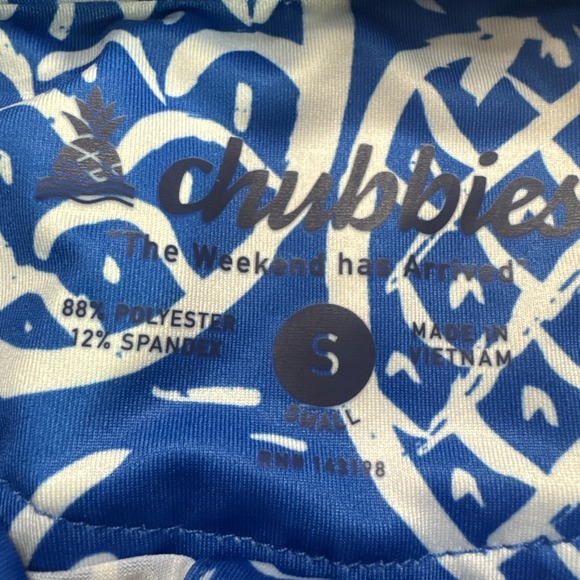 Chubbies Polo Shirt Mens Sz Small Blue All Over Pineapple Print Performance Golf - Picture 4 of 6